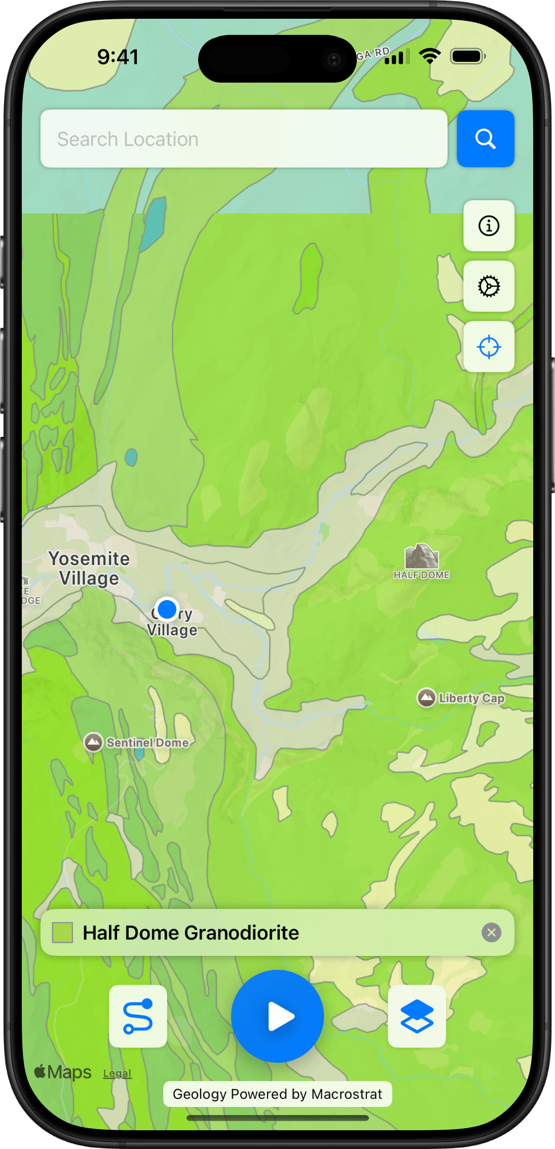 Backseat Geologist App - screenshot 1 - Yosemite National Park